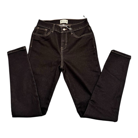 Etica Women's Skinny Leg Black Jeans Natural & Organic Fibers SZ 2 New With Tags - Picture 2 of 10